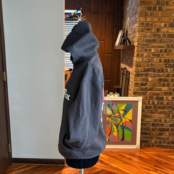 White Fox Boutique Charcoal Hoodie with Trendy Graphics, USED - Picture 3 of 10